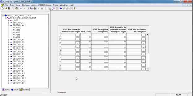 Variables contenidas en tablas